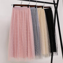 Load image into Gallery viewer, Double Layer Pleated Retro Long Elastic Waist tutu skirt 50*
