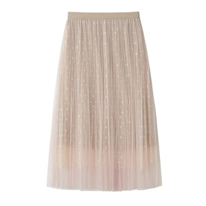 Double Layer Pleated Retro Long Elastic Waist tutu skirt 50*
