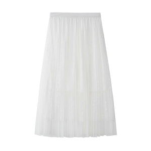Double Layer Pleated Retro Long Elastic Waist tutu skirt 50*